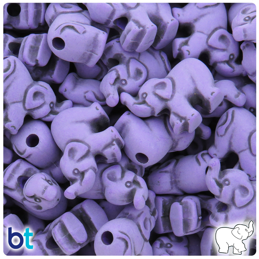 Dark Lilac Antique 25mm Elephant Pony Beads (24pcs)