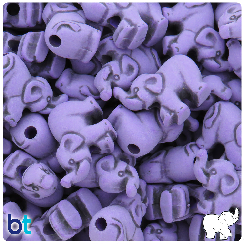 Dark Lilac Antique 25mm Elephant Pony Beads (8pcs)