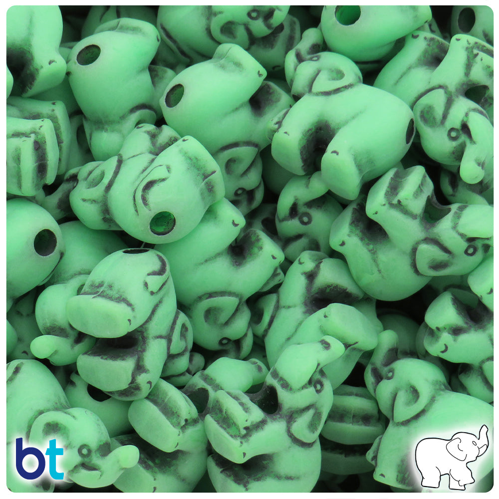 Lime Antique 25mm Elephant Pony Beads (24pcs)