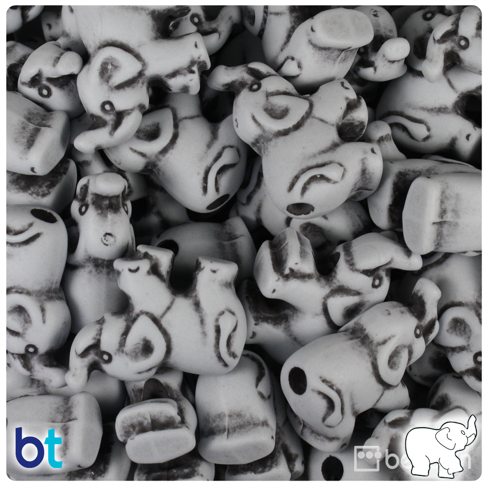 Grey Antique 25mm Elephant Pony Beads (24pcs)