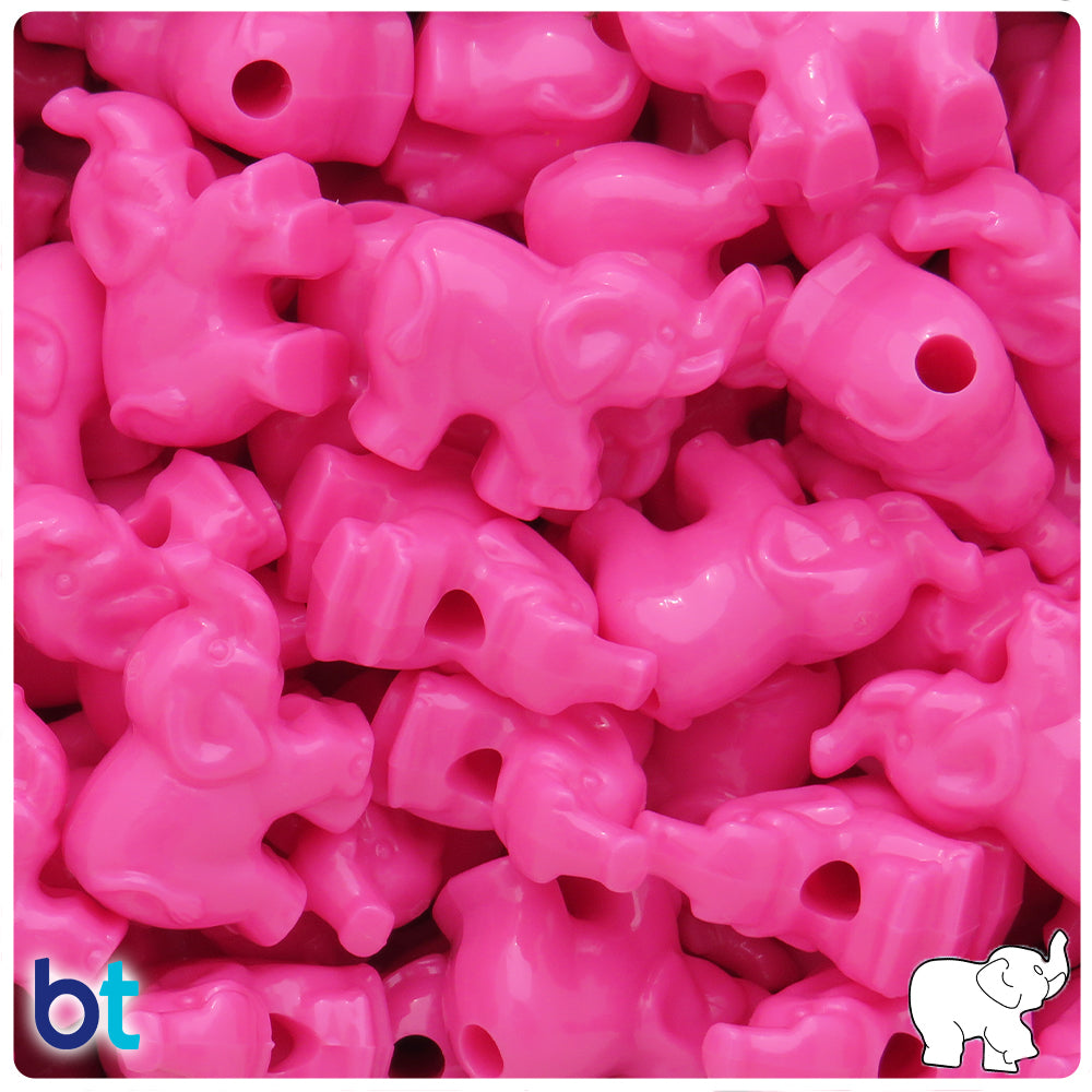 Dark Pink Opaque 25mm Elephant Pony Beads (8pcs)