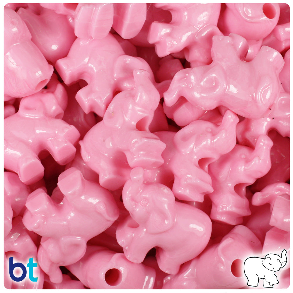 Baby Pink Opaque 25mm Elephant Pony Beads (24pcs)