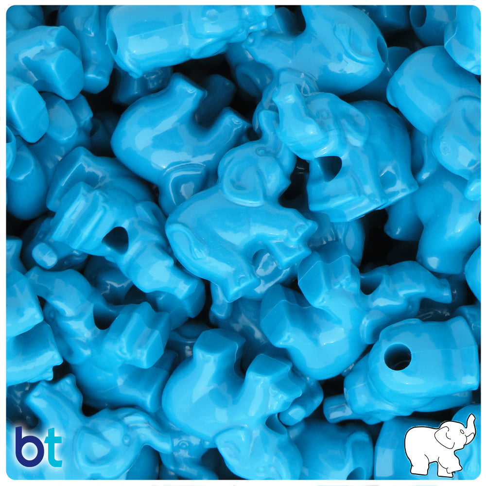 Dark Turquoise Opaque 25mm Elephant Pony Beads (8pcs)