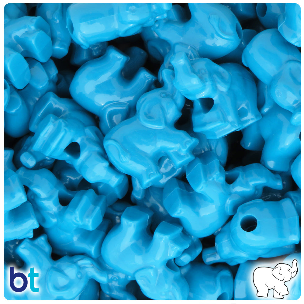 Dark Turquoise Opaque 25mm Elephant Pony Beads (24pcs)