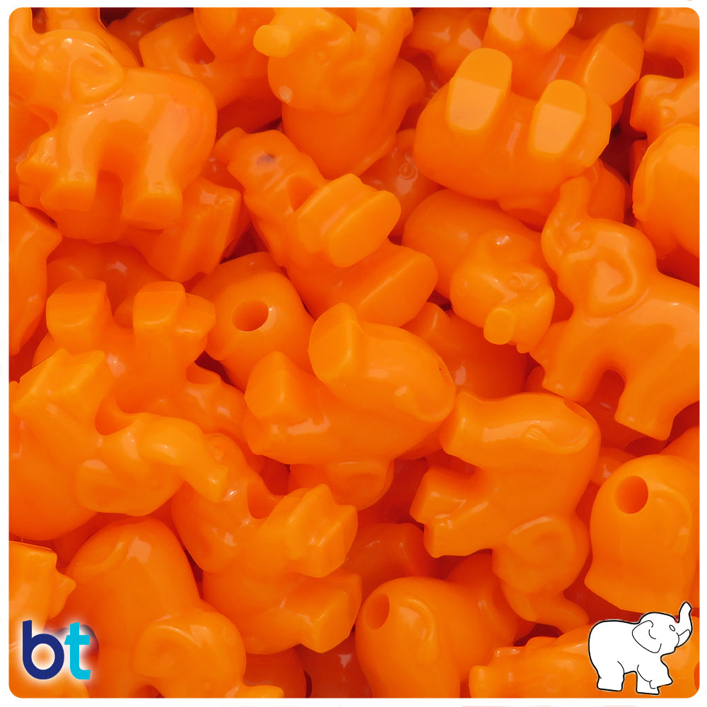Orange Opaque 25mm Elephant Pony Beads (8pcs)