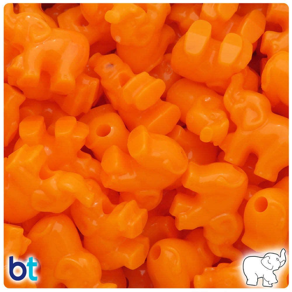 Orange Opaque 25mm Elephant Pony Beads (24pcs)