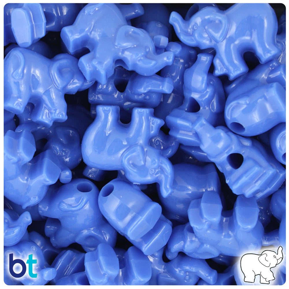 Periwinkle Opaque 25mm Elephant Pony Beads (24pcs)