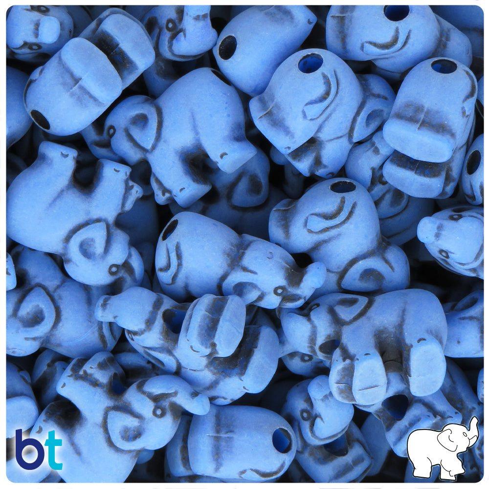 Periwinkle Antique 25mm Elephant Pony Beads (8pcs)