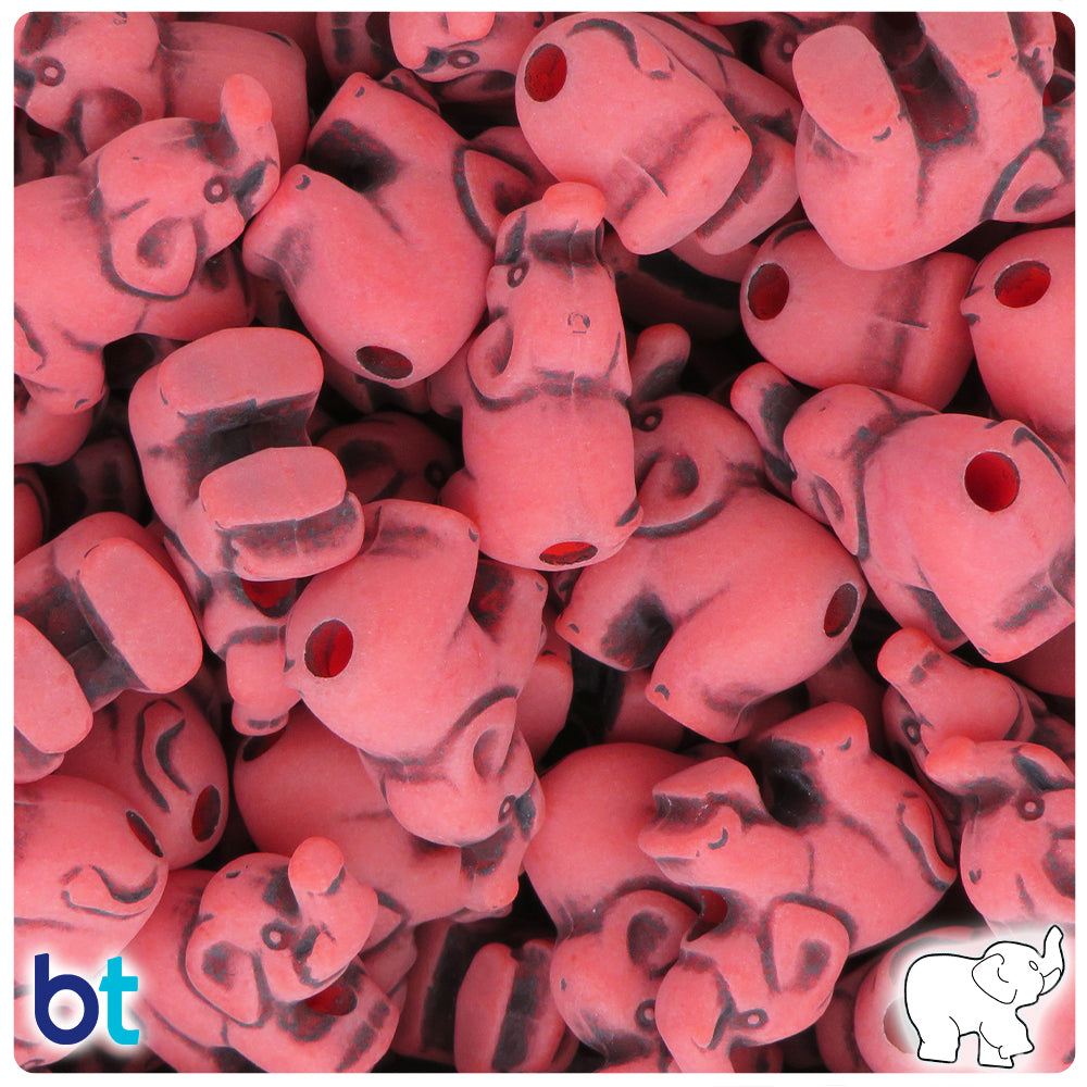 Bright Red Antique 25mm Elephant Pony Beads (24pcs)