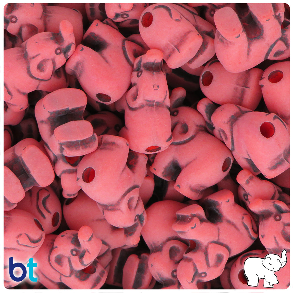 Bright Red Antique 25mm Elephant Pony Beads (8pcs)