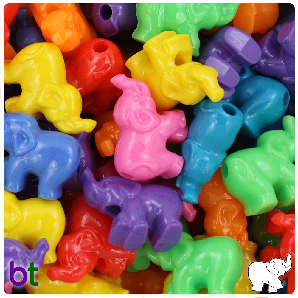 Circus Opaque Mix 25mm Elephant Pony Beads (8pcs)