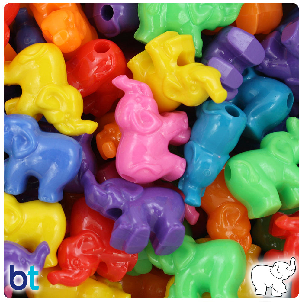 Circus Mix Opaque 25mm Elephant Pony Beads (24pcs)
