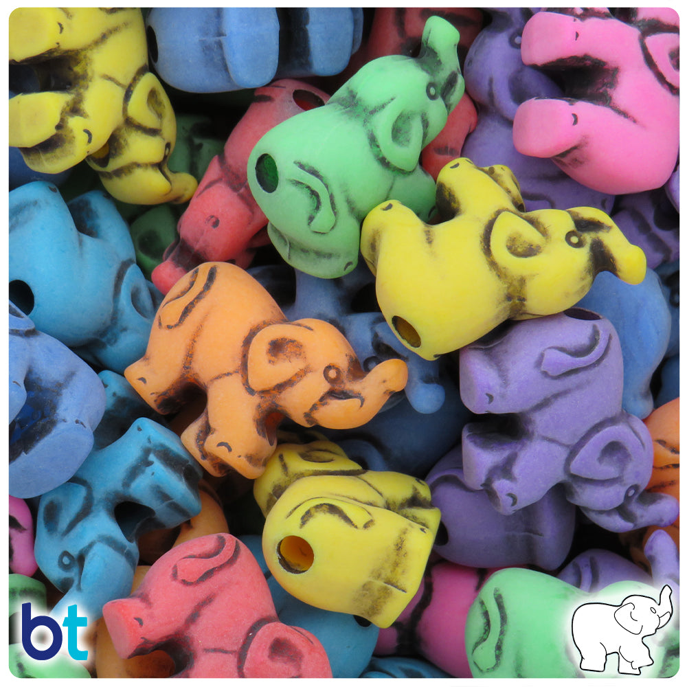 BeadTin Opaque Mix 25mm Teddy Bear Plastic Pony Beads (24pcs