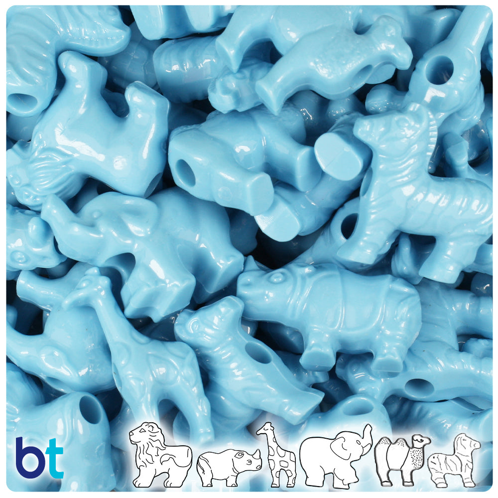 Baby Blue Opaque Safari Animal Pony Beads (2oz)