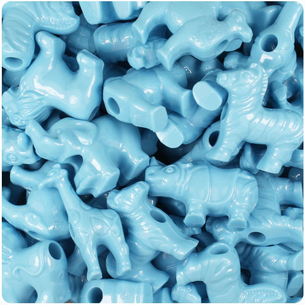 Baby Blue Opaque Safari Animal Pony Beads (8pcs)