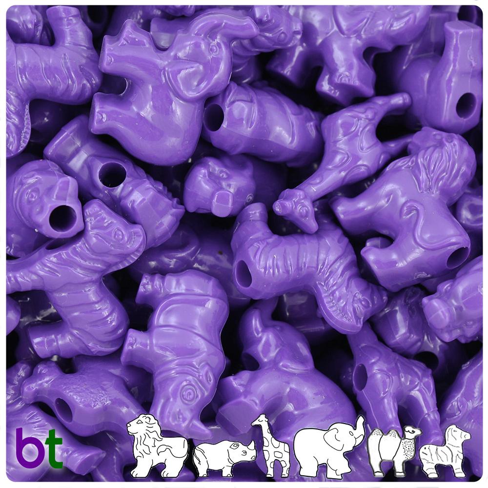 Dark Lilac Opaque Safari Animal Pony Beads (8pcs)