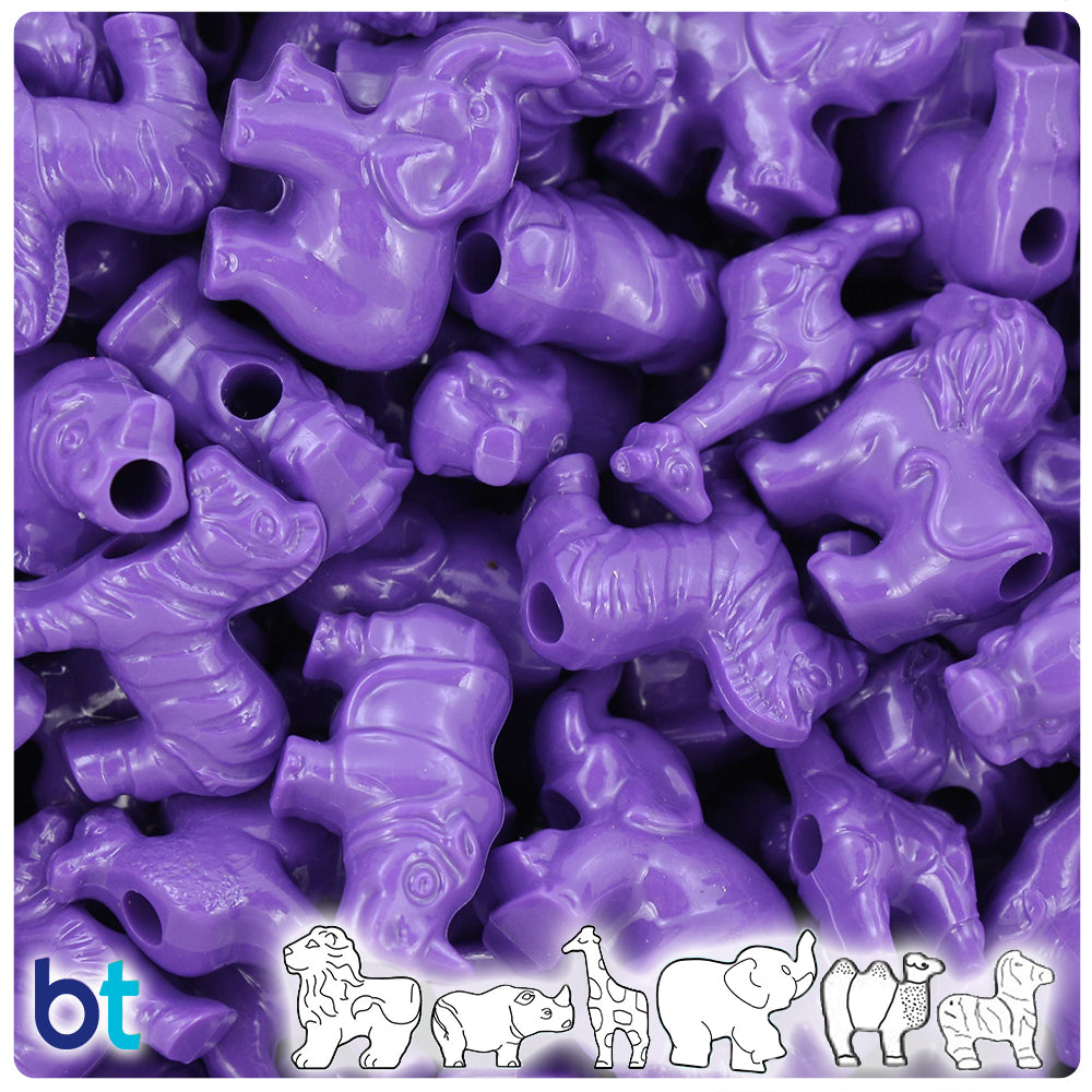 Dark Lilac Opaque Safari Animal Pony Beads (2oz)