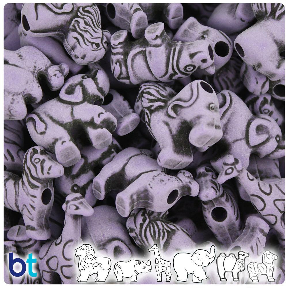 Dark Lilac Antique Safari Animal Pony Beads (2oz)