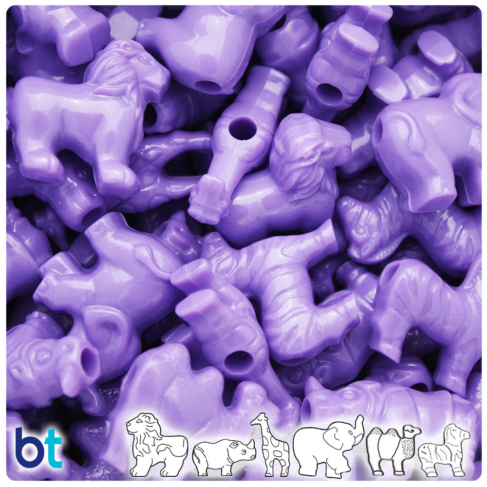 Lilac Opaque Safari Animal Pony Beads (2oz)