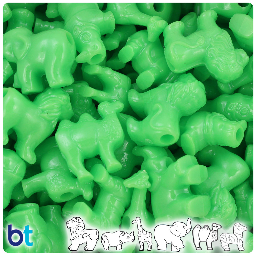 Lime Opaque Safari Animal Pony Beads (2oz)