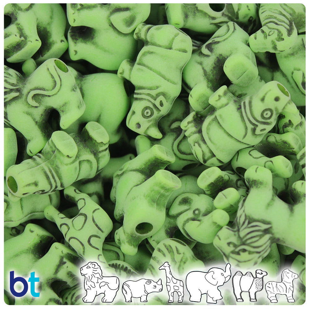 Lime Antique Safari Animal Pony Beads (2oz)