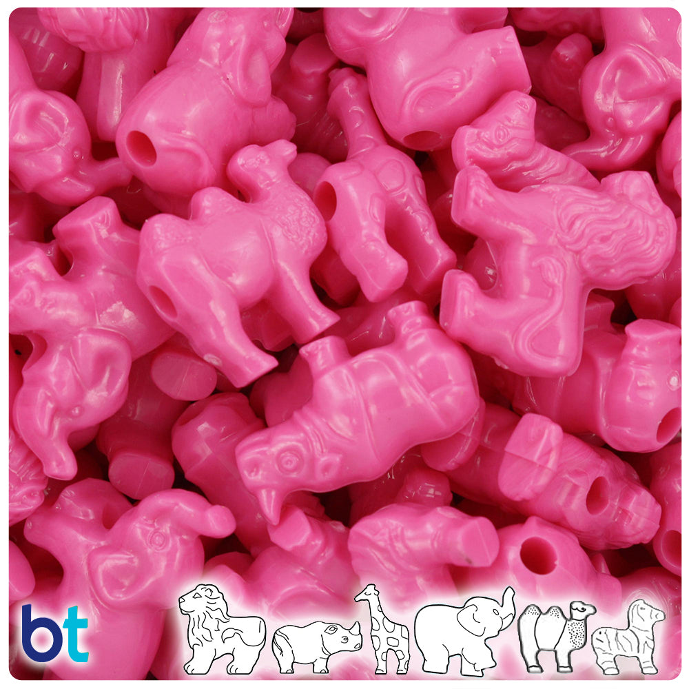 Dark Pink Opaque Safari Animal Pony Beads (2oz)