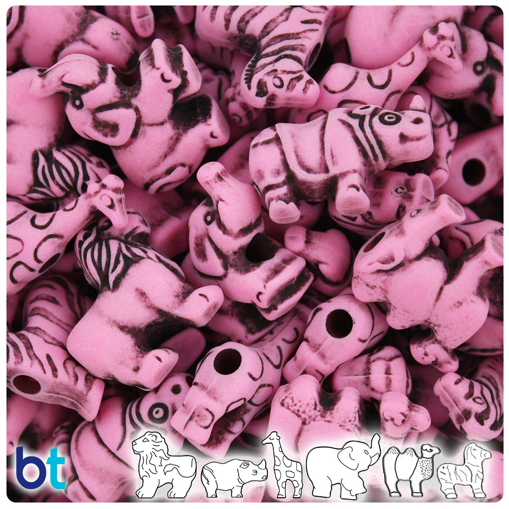 Dark Pink Antique Safari Animal Pony Beads (2oz)
