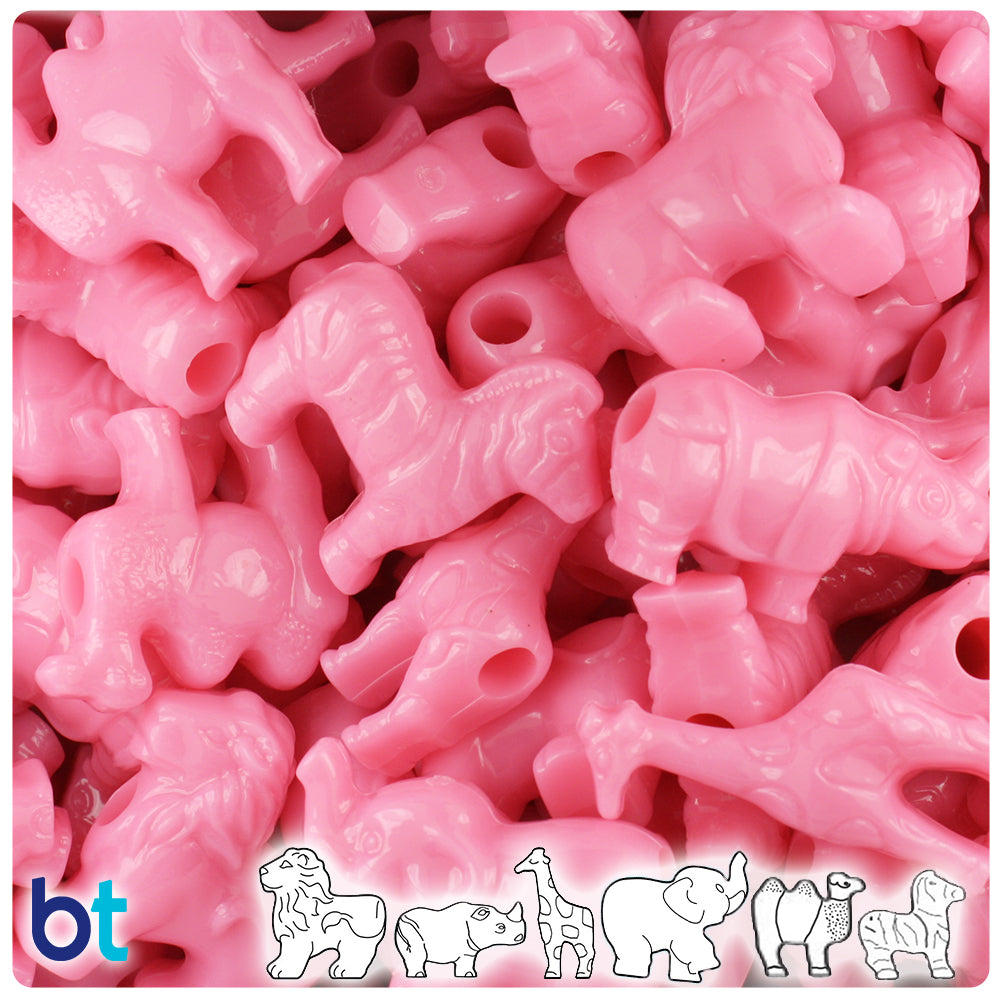 Baby Pink Opaque Safari Animal Pony Beads (2oz)