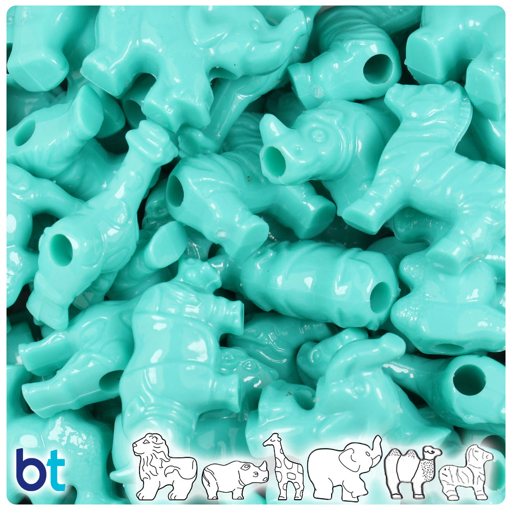 Light Turquoise Opaque Safari Animal Pony Beads (2oz)