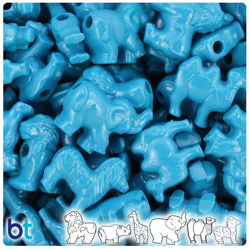 Dark Turquoise Opaque Safari Animal Pony Beads (2oz)