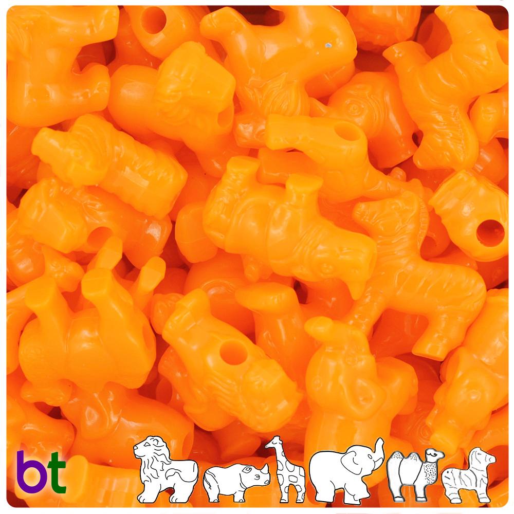 Orange Opaque Safari Animal Pony Beads (8pcs)