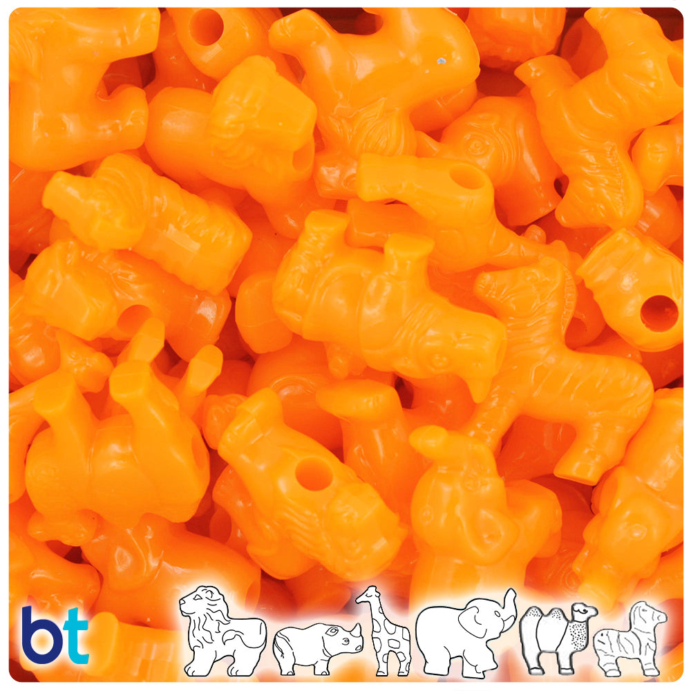 Orange Opaque Safari Animal Pony Beads (2oz)
