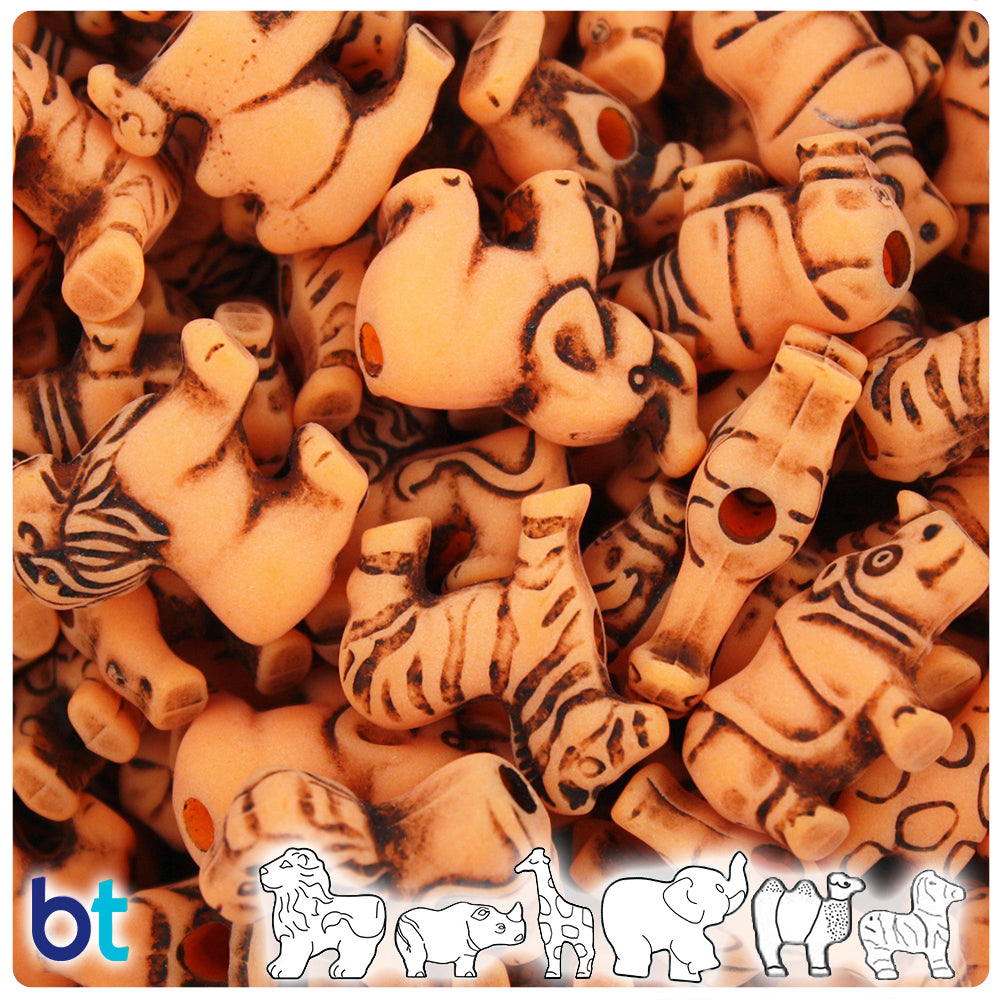 Orange Antique Safari Animal Pony Beads (2oz)