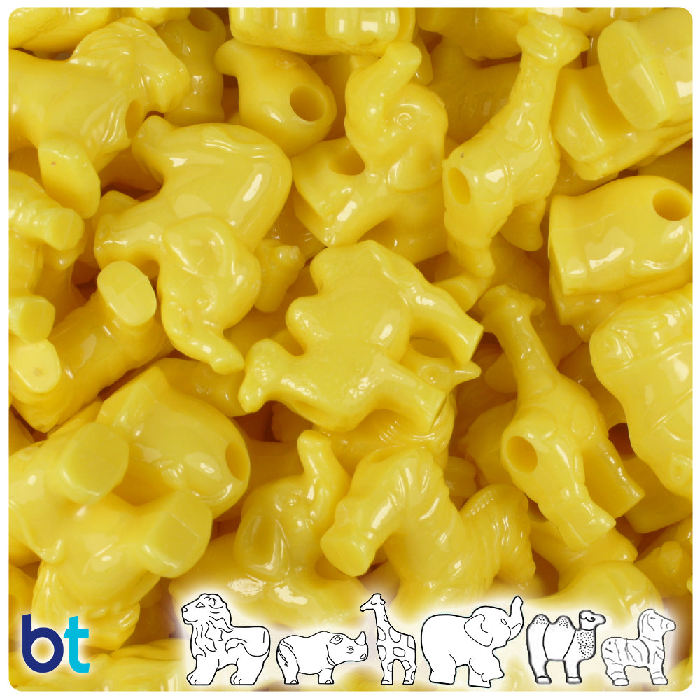 Yellow Opaque Safari Animal Pony Beads (2oz)