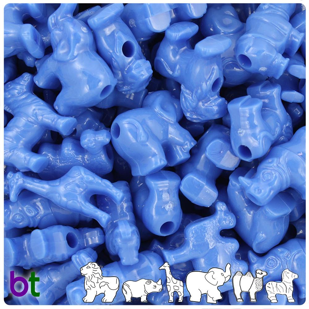 Periwinkle Opaque Safari Animal Pony Beads (8pcs)