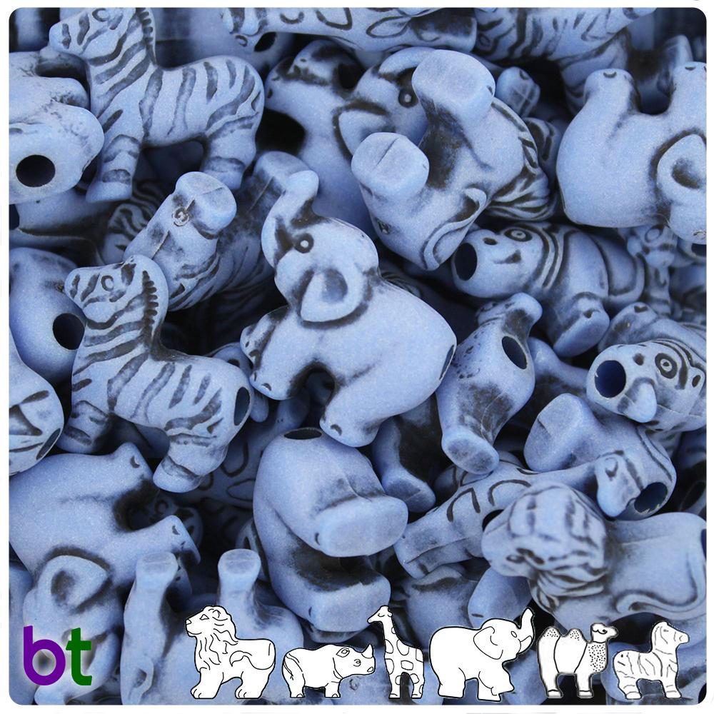 Periwinkle Antique Safari Animal Pony Beads (8pcs)