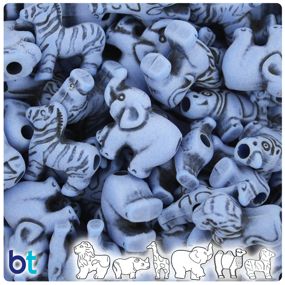 Periwinkle Antique Safari Animal Pony Beads (2oz)