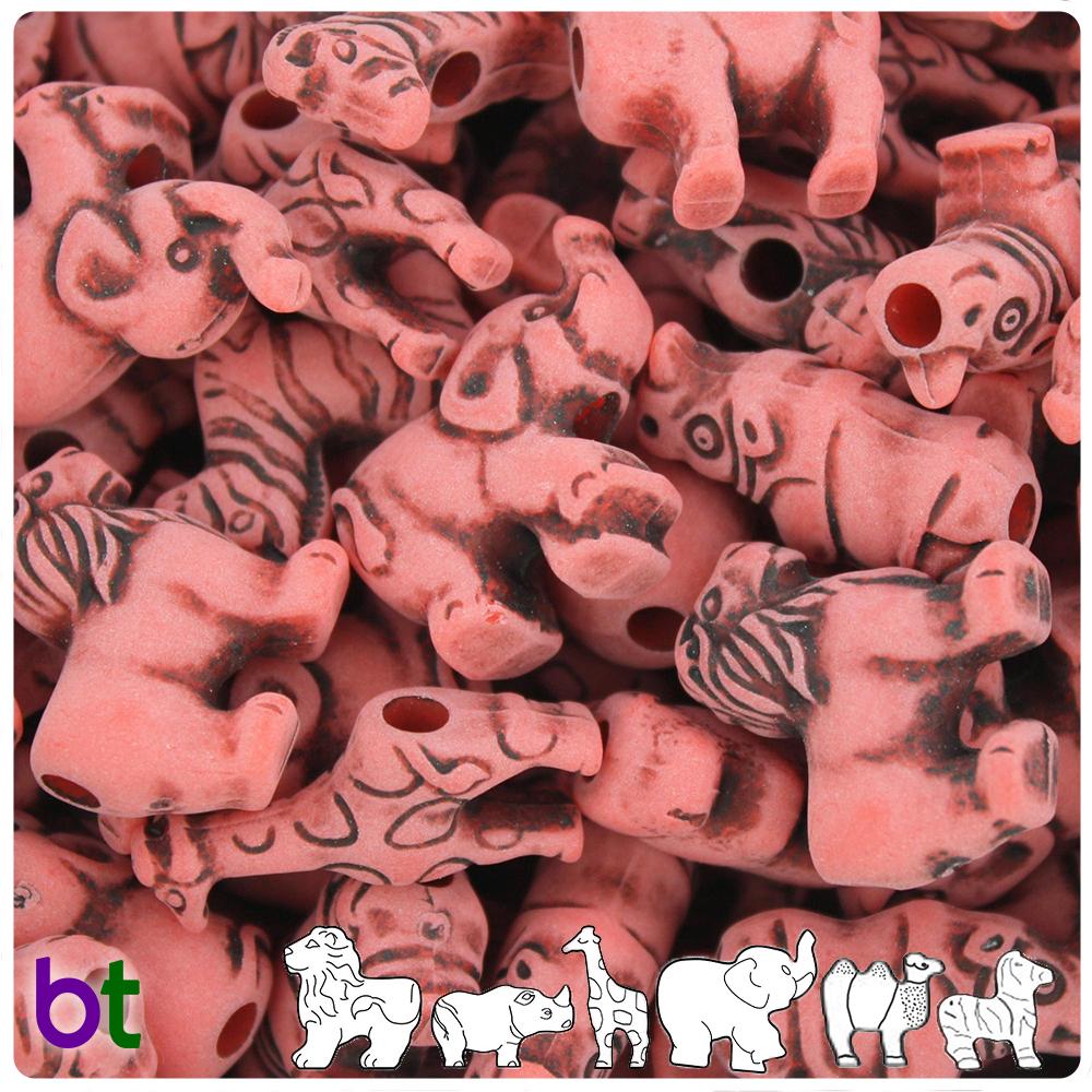 Bright Red Antique Safari Animal Pony Beads (8pcs)