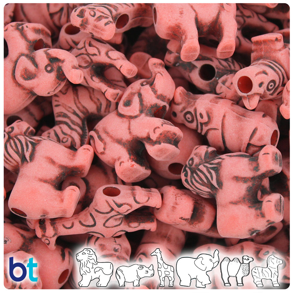 Bright Red Antique Safari Animal Pony Beads (2oz)