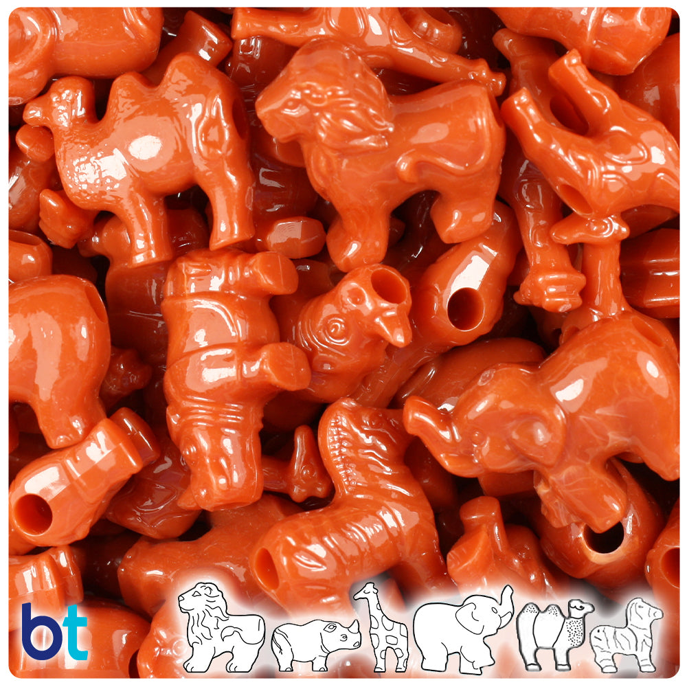 Cinnabar Opaque Safari Animal Pony Beads (2oz)