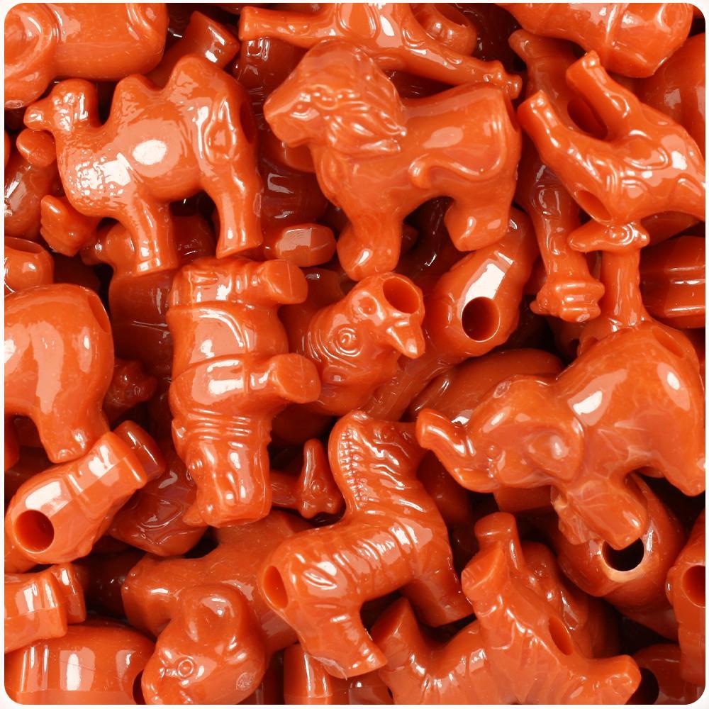 Cinnabar Opaque Safari Animal Pony Beads (8pcs)
