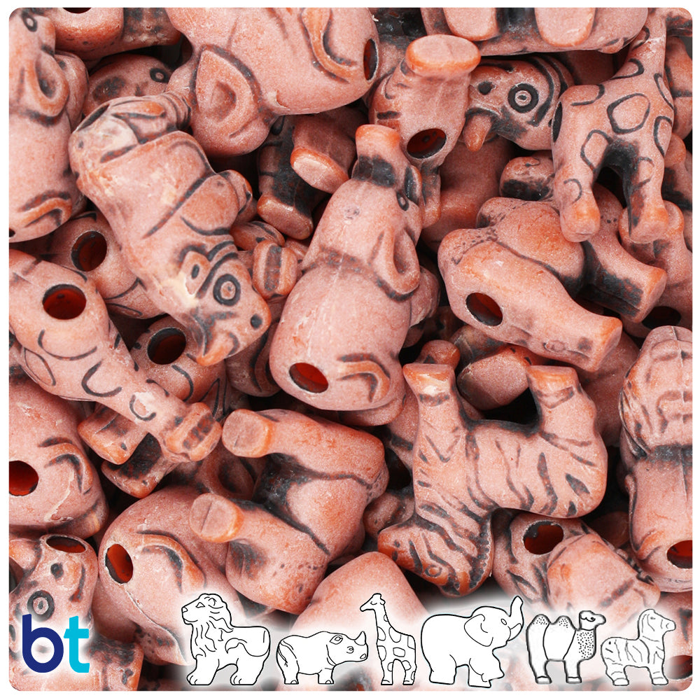 Cinnabar Antique Safari Animal Pony Beads (2oz)