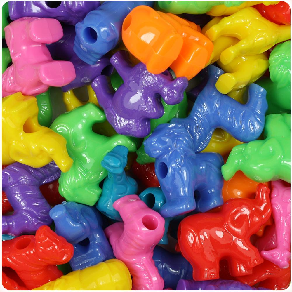 Circus Opaque Mix Safari Animal Pony Beads (8pcs)