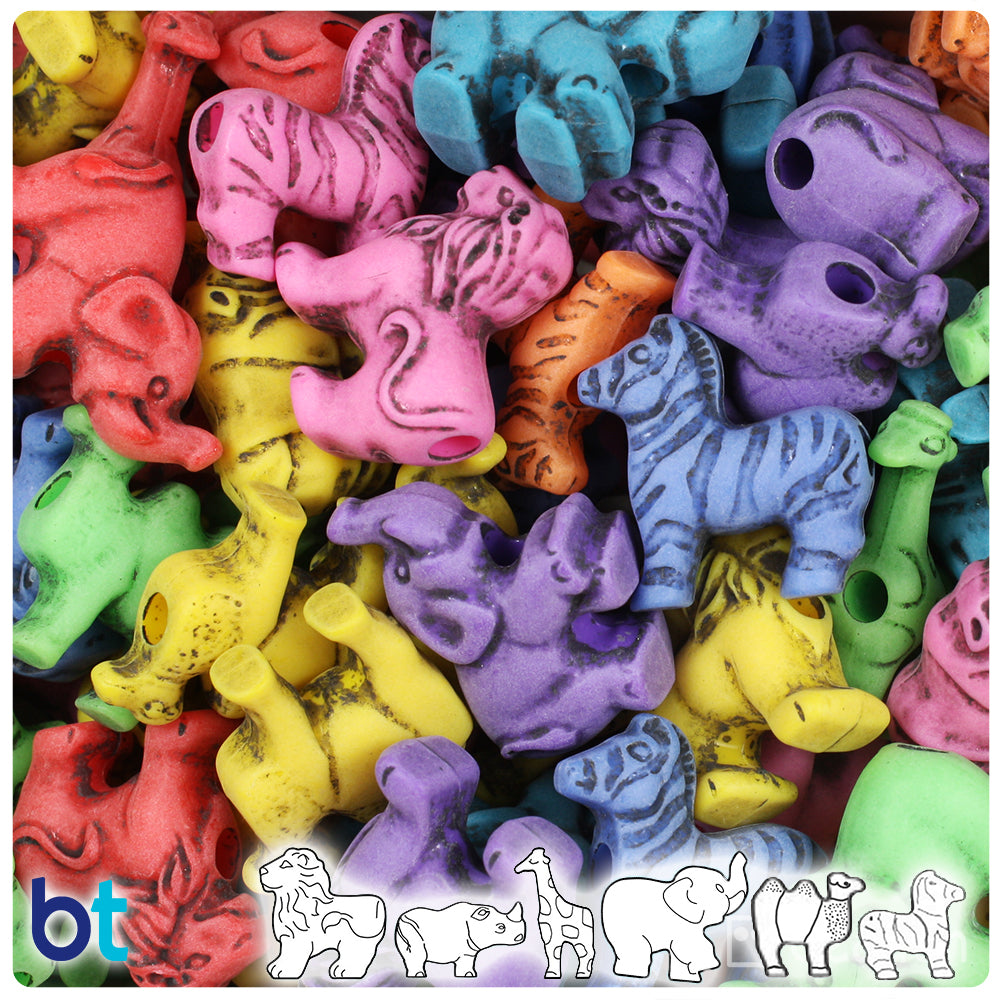 Circus Mix Antique Safari Animal Pony Beads (2oz)
