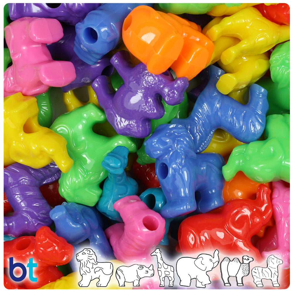 Circus Mix Opaque Safari Animal Pony Beads (2oz)