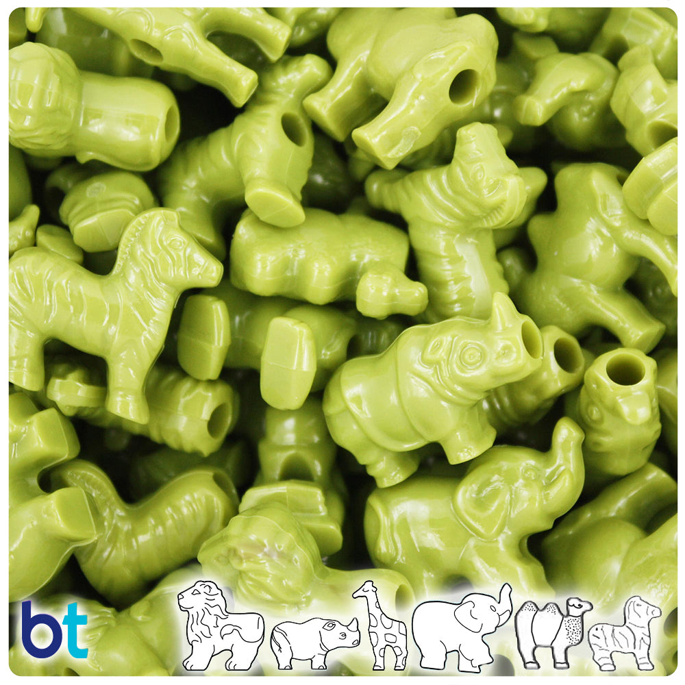 Kiwi Opaque Safari Animal Pony Beads (2oz)