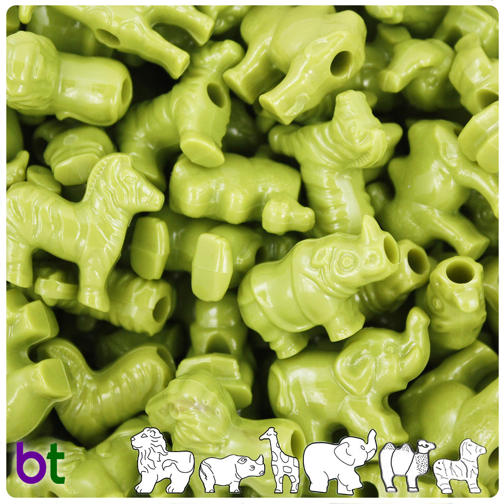 Kiwi Opaque Safari Animal Pony Beads (8pcs)