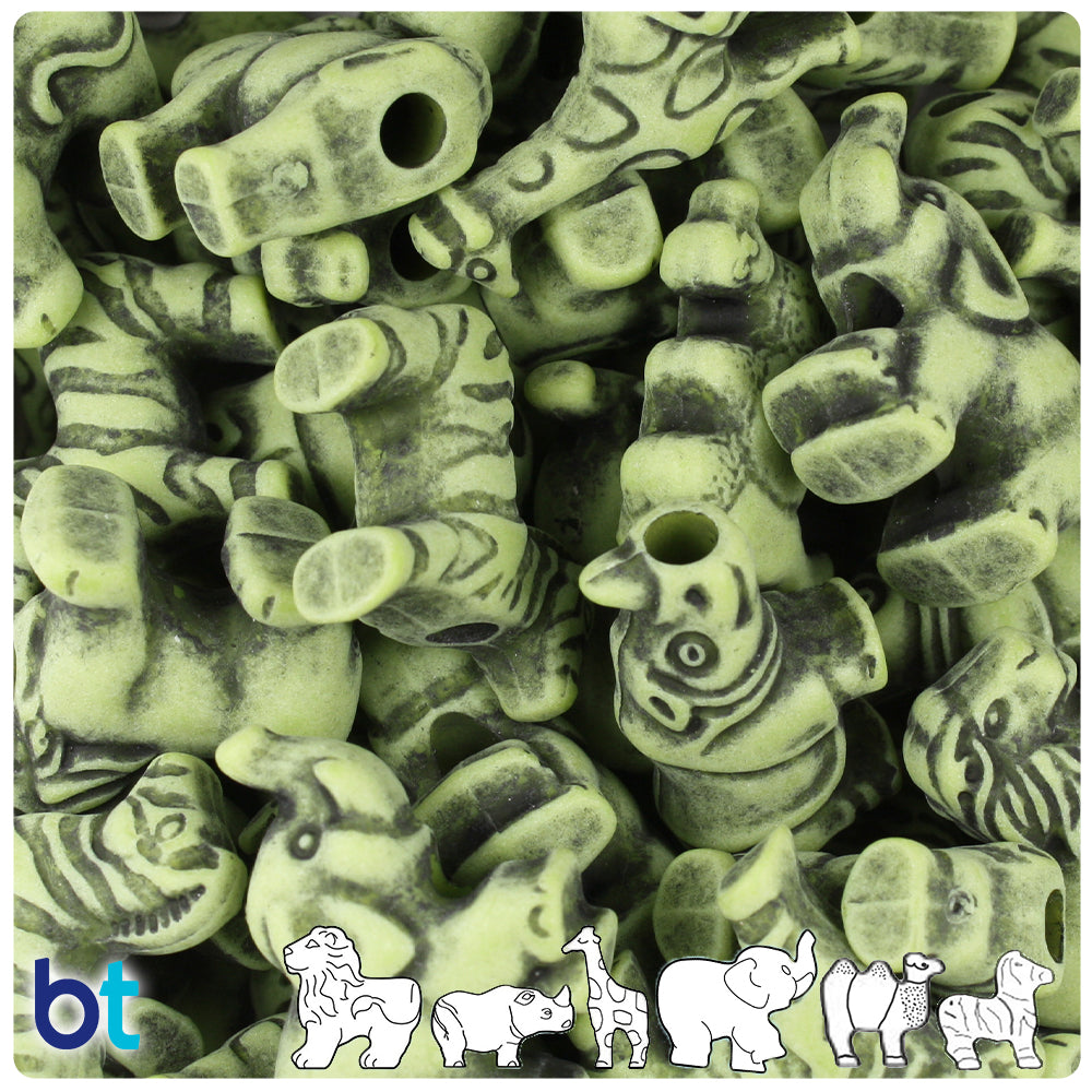 Kiwi Antique Safari Animal Pony Beads (8pcs)