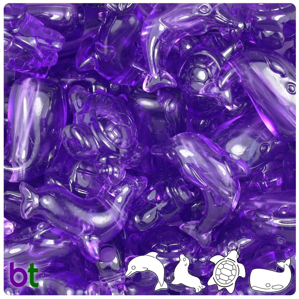 Amethyst Transparent Marine Life Pony Beads (8pcs)