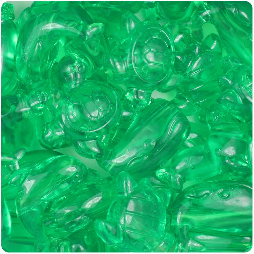 Mint Transparent Marine Life Pony Beads (8pcs)
